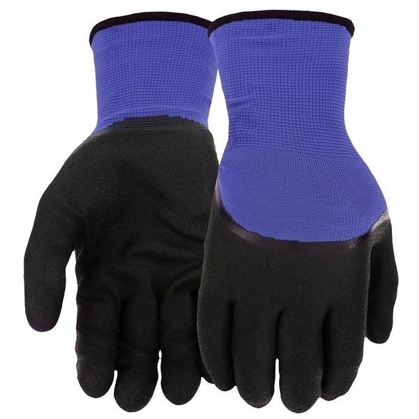 West Chester Dipped Gloves, Men's, XL, Elastic Knit Wrist Cuff, Nitrile Coating, Polyester Glove, BlackBlue 93056/XL